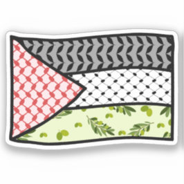 Pegatina Herencia de Bandera Palestina de Keffiyeh Rojo y N
