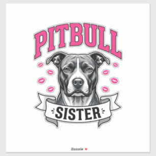 Pegatina Hermana Pitbull Diseño Vectorial Vintage Amante Pe