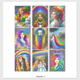 Pegatina Hermosa capa de arcoiris Retratos de fantasía