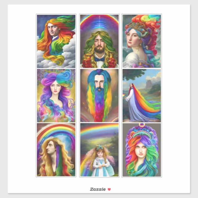 Pegatina Hermosa capa de arcoiris Retratos de fantasía (Hoja)