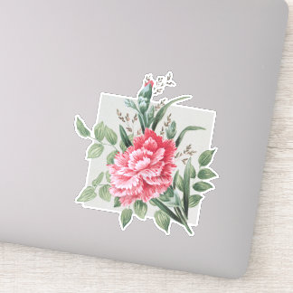 Pegatina Hermosa carnación rosa de época | Silver BG