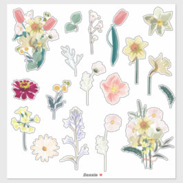 Pegatina Hermosa colección romántica de flores de primavera