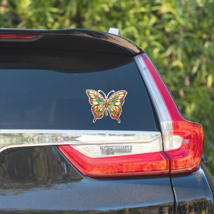 Pegatina Hermosa Decoración de coche de mariposa de vidrio