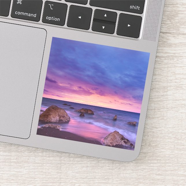 Pegatina Hermosa fotografía de la costa atardecer (Detalle)