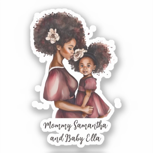 Pegatina Hermosa madre y hija negra (27) (Anverso)