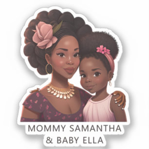 Pegatina Hermosa mamá y hija negras (14)