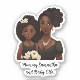 Pegatina Hermosa mamá y hija negras (23)