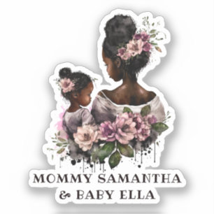 Pegatina Hermosa mamá y hija negras (7)