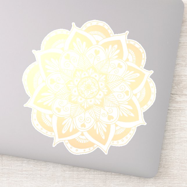 Pegatina Hermosa Mandala con flores de oro (Detalle)