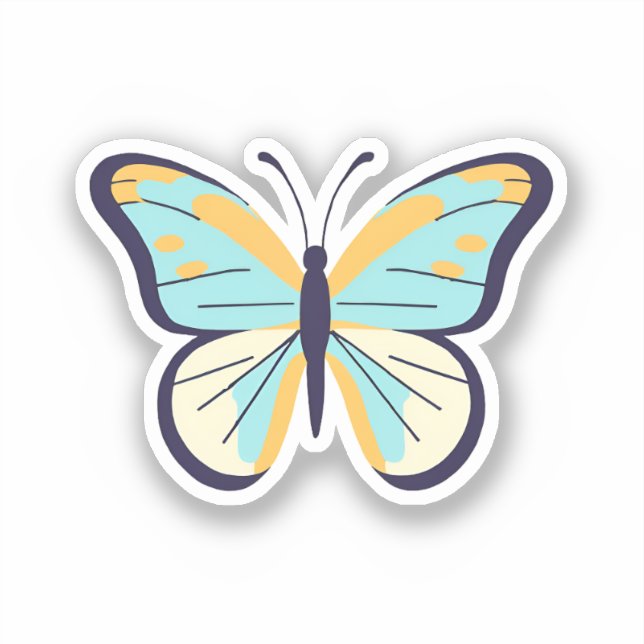 Pegatina Hermosa Mariposa Azul (Anverso)