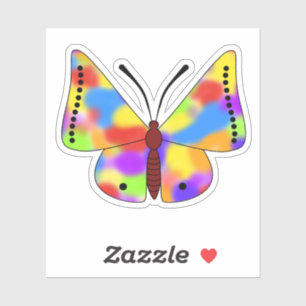 Pegatina Hermosa mariposa con alas arco iris