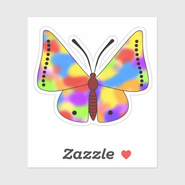 Pegatina Hermosa mariposa con alas arco iris (Hoja)