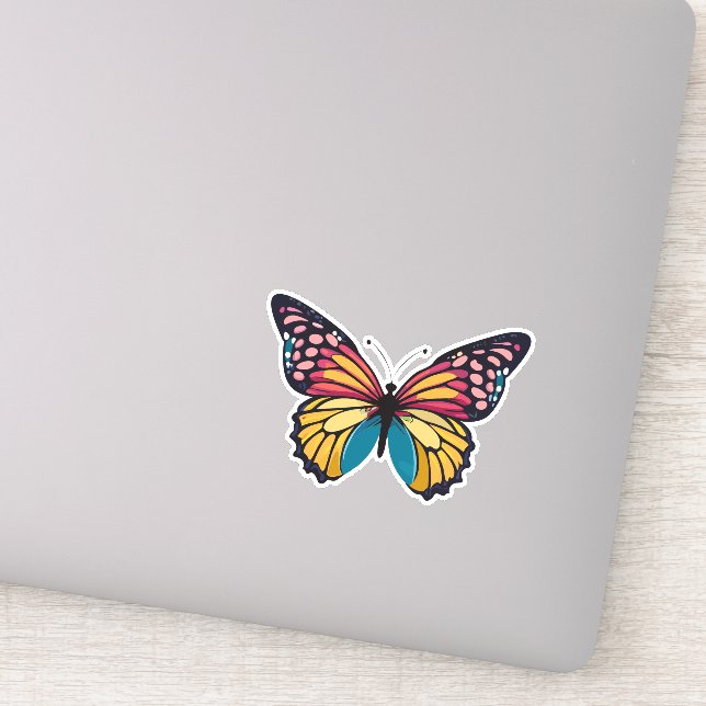 Pegatina Hermosa mariposa multicolor (Detalle)