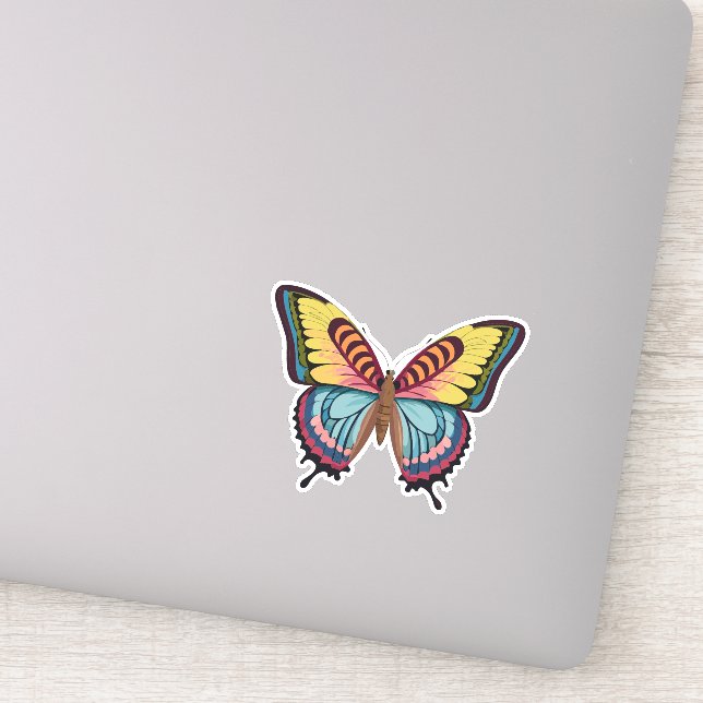 Pegatina Hermosa mariposa multicolor (Detalle)