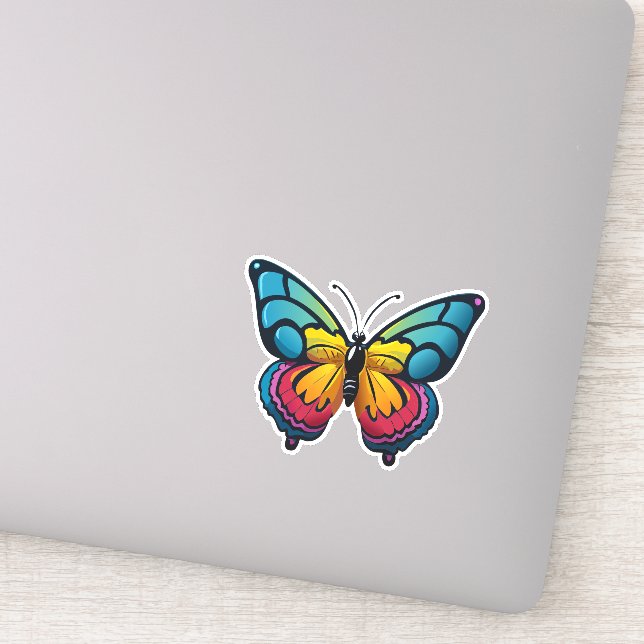 Pegatina Hermosa mariposa multicolor (Detalle)