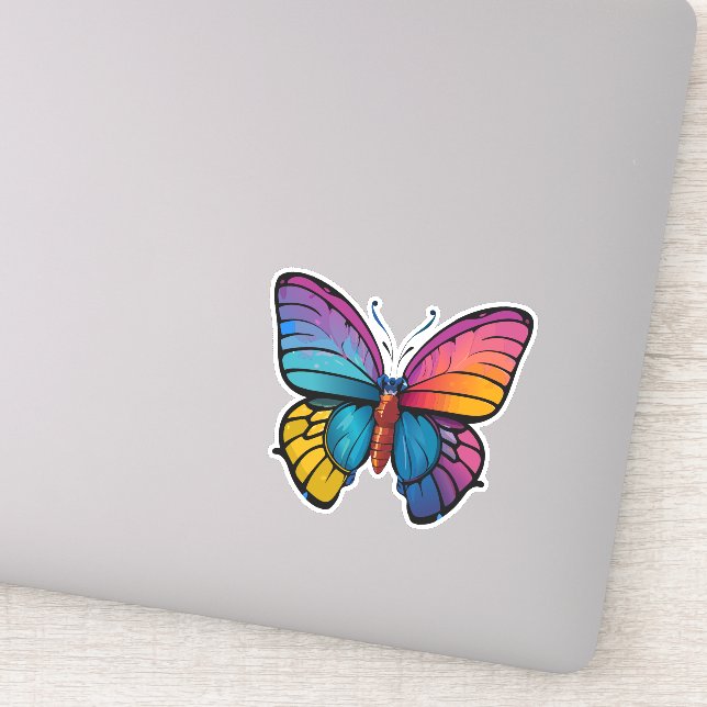 Pegatina Hermosa mariposa multicolor (Detalle)