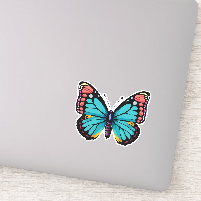 Pegatina Hermosa mariposa multicolor (Detalle)