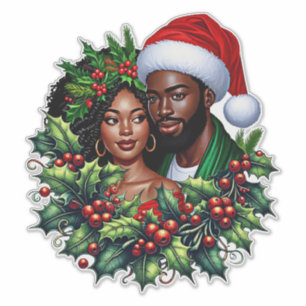Pegatina Hermosa pareja negra Holly navidades escribieron a