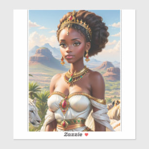 Pegatina Hermosa princesa africana negra