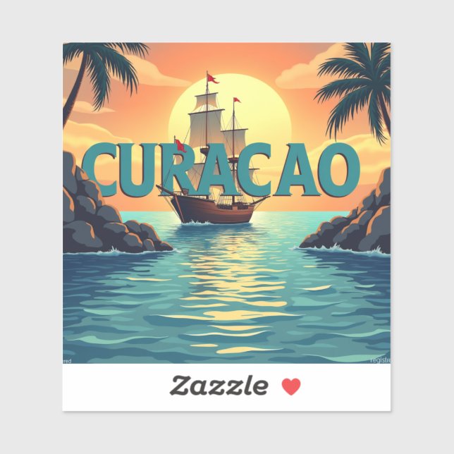 Pegatina Hermosa puesta de sol en curacao (Hoja)