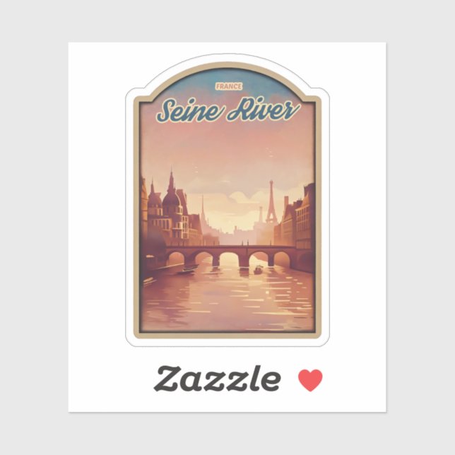 Pegatina Hermosa vista del río Sena-Francia (Hoja)