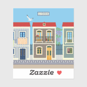 Pegatina Hermosas casas portuguesas con azulejos o azulejos