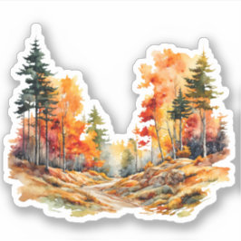 Pegatina Hermoso bosque acuático en otoño