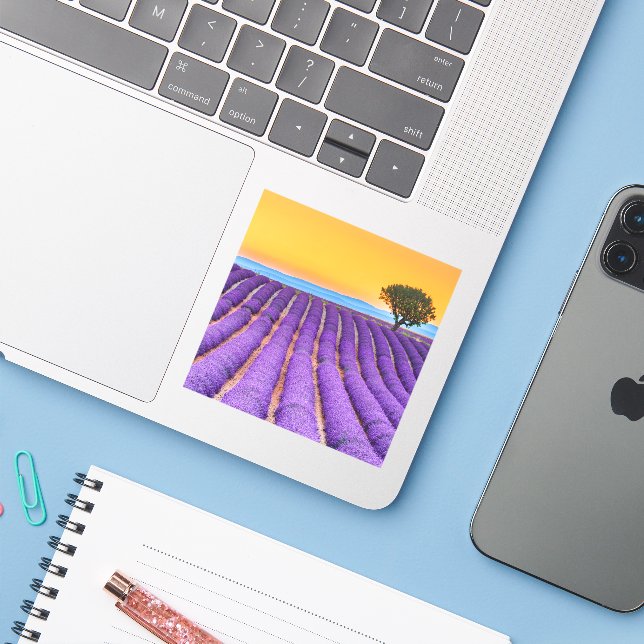 Pegatina Hermoso campo de lavanda en Provenza (Ordenado portátil con iPhone)