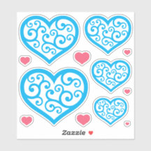 Hermoso corazón ornamental azul y blanco CC1129