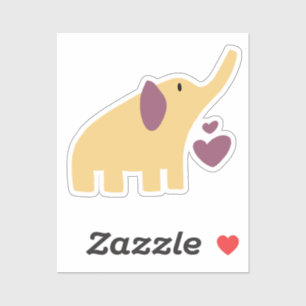 Pegatina Hermoso Elefante Amarillo Con Corazones