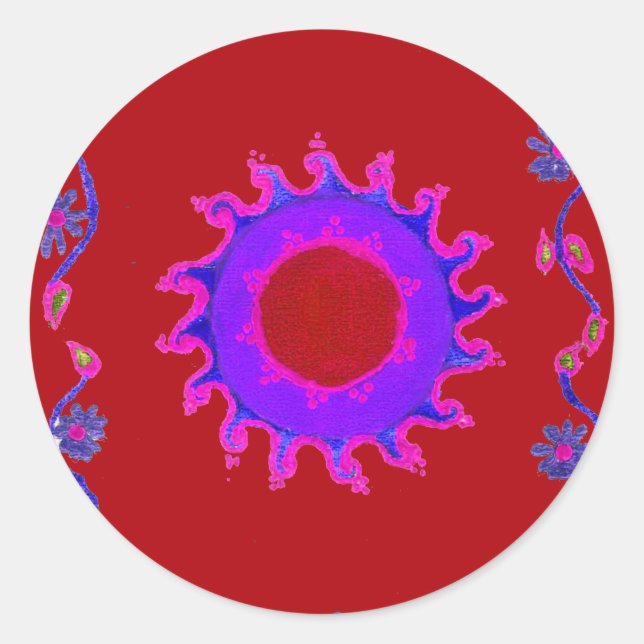 Pegatina Hermoso Impresionante Motif Indio Mehndi Maroon Ar (Anverso)