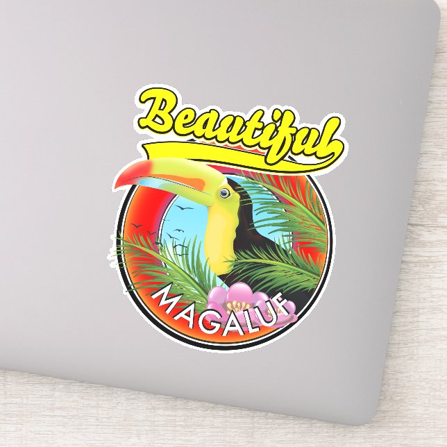 Pegatina Hermoso Magaluf, logo de tucán (Detalle)