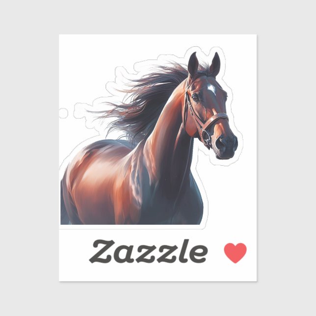 Pegatina Hermoso nombre personalizado de caballo marrón (Hoja)