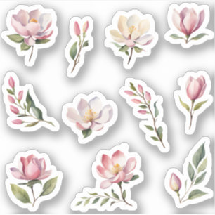 Pegatina Hermoso paquete Rubor Pink Magnolia Flowers