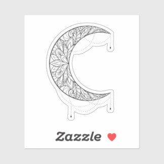 Pegatina Hermoso patrón de diseño de luna de mandala