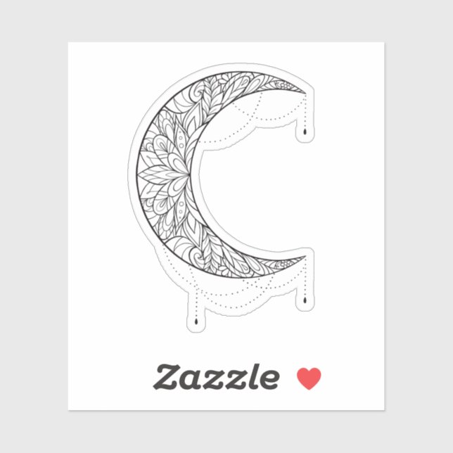 Pegatina Hermoso patrón de diseño de luna de mandala (Hoja)