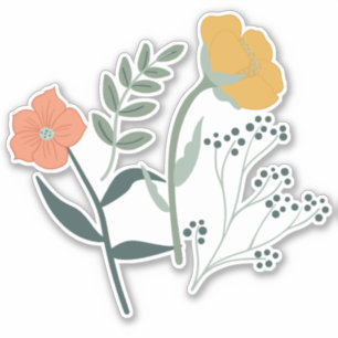 Pegatina Hermoso patrón floral botánico