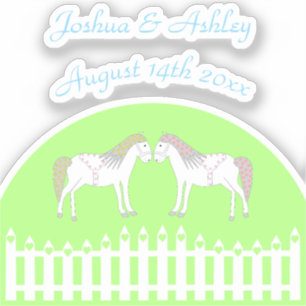 Pegatina Hermoso Personalizado de caballos Boda blanco