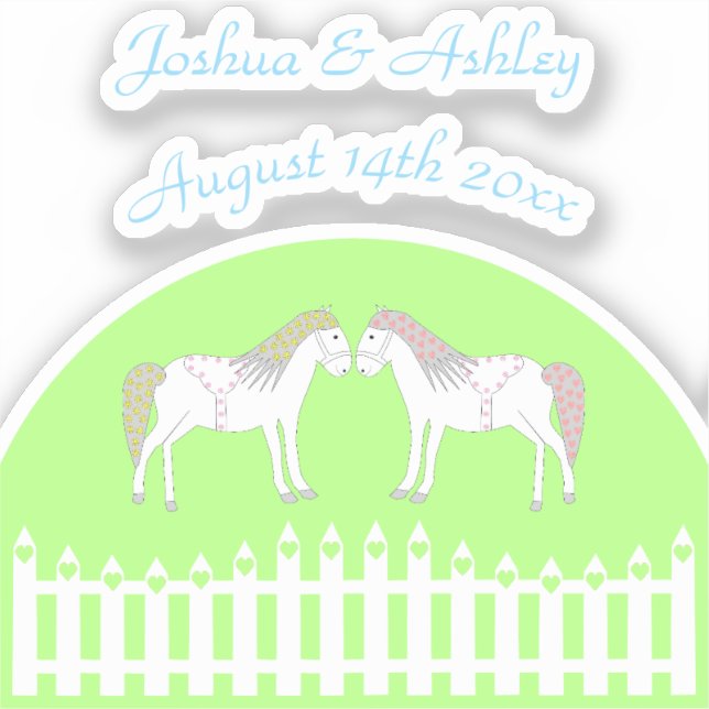 Pegatina Hermoso Personalizado de caballos Boda blanco (Anverso)