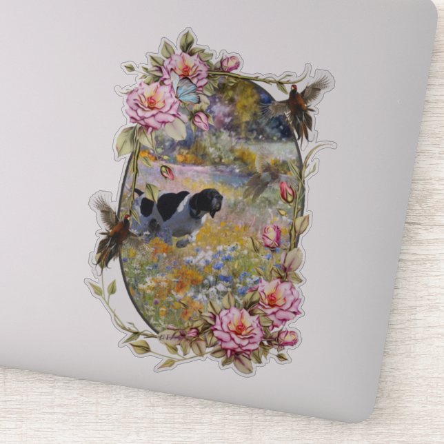 Pegatina Hermoso puntero con faisanes (Detalle)