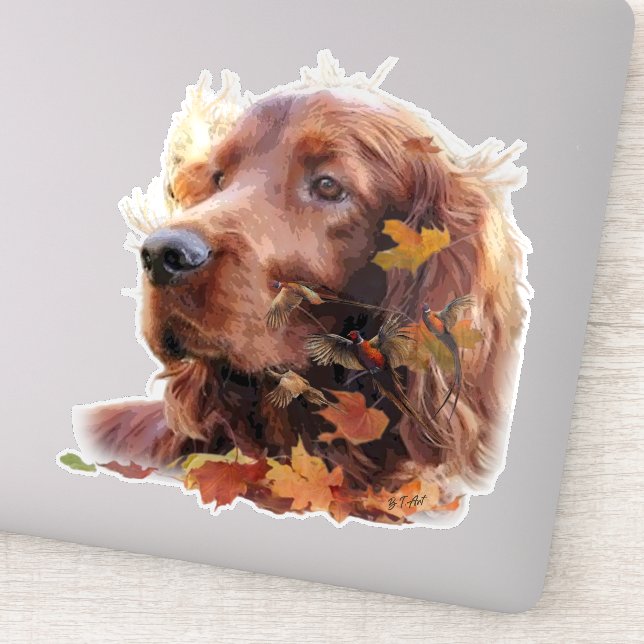 Pegatina Hermoso Red Setter Irlandés (Detalle)