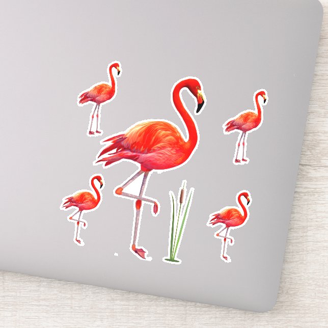 Pegatina Hermosos Flamingos (Detalle)
