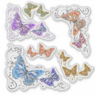 Pegatina Hermosos insectos florales de mariposa