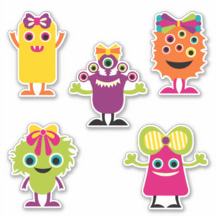 Pegatina Hermosos y divertidos monstruos alegres y alegres