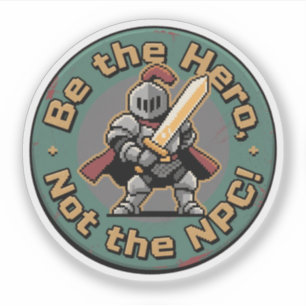 Pegatina Héroe de Pixel de Pie Firme – Insignia de Motivaci
