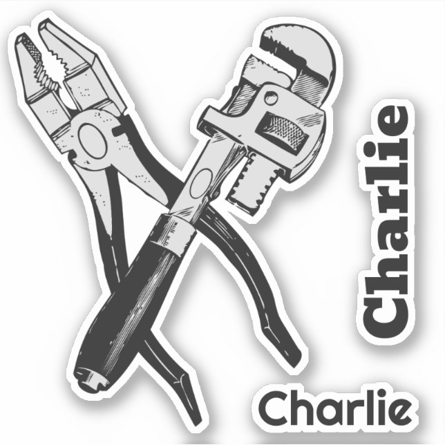 Pegatina HERRAMIENTAS de nombres personalizados (Anverso)