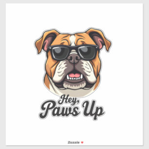 Pegatina Hey Patas Arriba Bulldog Vintage con Gafas de Sol