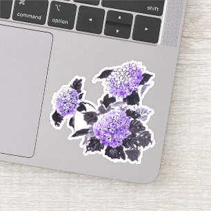 Pegatina Hidrangea flores Tinta sumida y dolor de acuarela