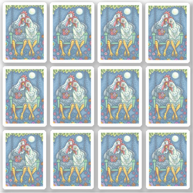 PEGATINA HIDROMASAJE, HEN Y ROOSTER SOBRE EL BAÑO DE PORCHE (Anverso)