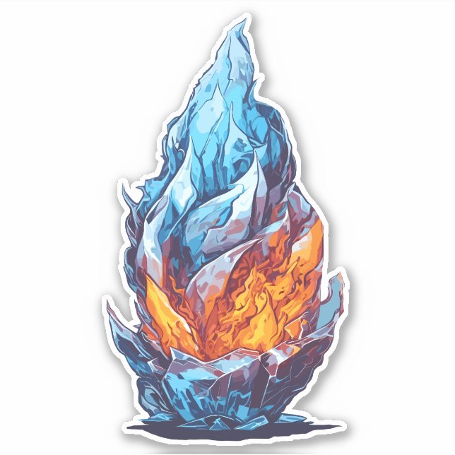 Pegatina Hielo en llamas (Anverso)